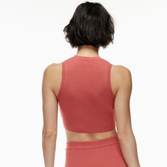 Babaton Sculpt Knit Racer Cropped Tank Ribbed Scarlet Red XL - Picture 3 of 11